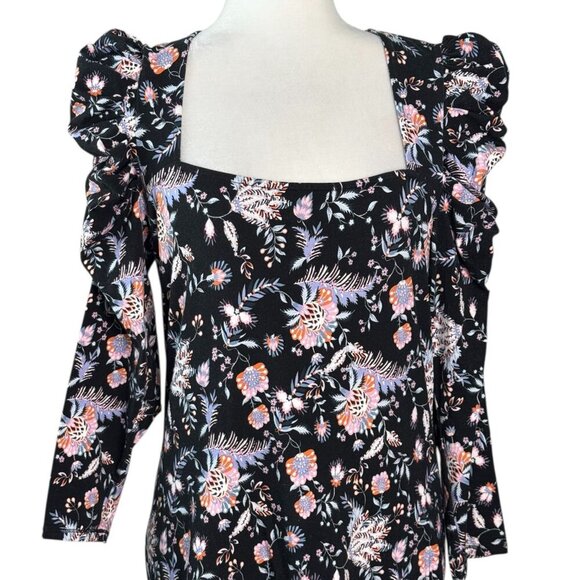 Ted Baker Dracena Floral Puff Ruched Sleeve Square Neck Mini Dress Size S (3) - Picture 9 of 11